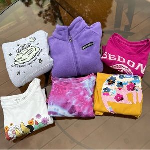 Girls size 6 Lot. Fleece, hoodie, long sleeves, short sleeves